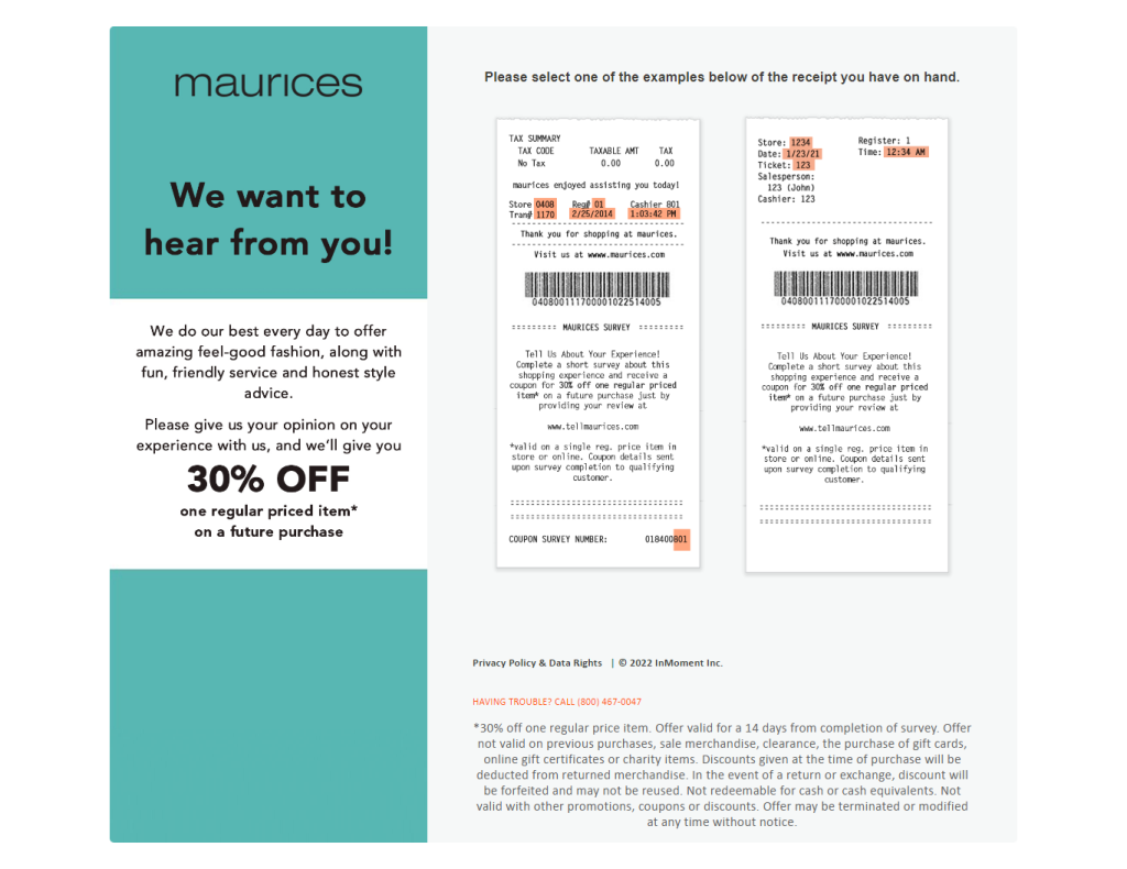 Maurices Survey Image